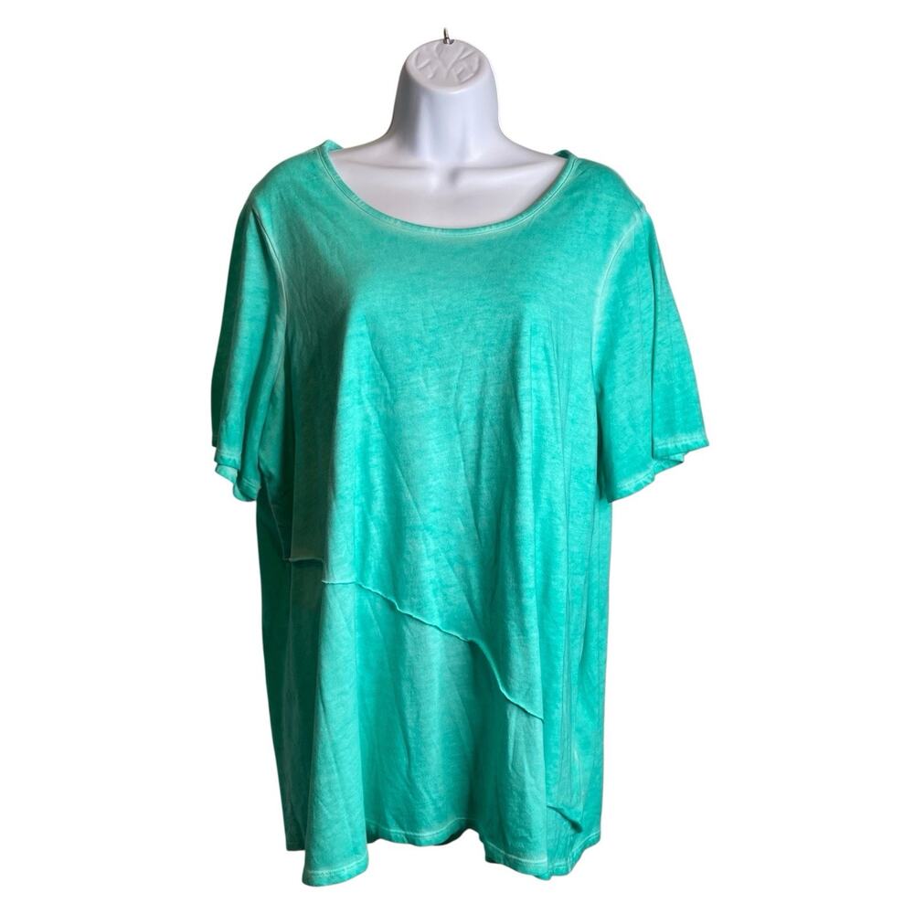 Focus Casual Life Women's Seafoam Green Asymmetrical Hem Tunic Top Est. Size 2X
